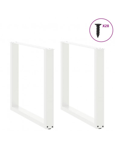 Gambe per tavolo da pranzo a forma di U 2 pz bianche 80x(72-73) cm in acciaio