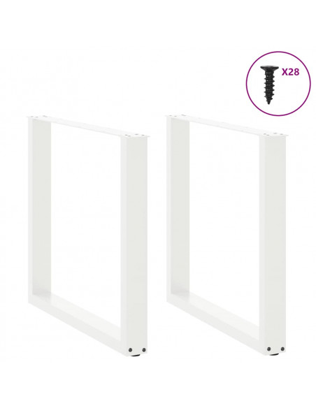 Gambe per tavolo da pranzo a forma di U 2 pz bianche 80x(72-73) cm in acciaio