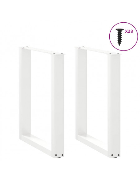 Gambe per tavolo da pranzo a forma di U 2 pz bianche 70x(72-73) cm in acciaio