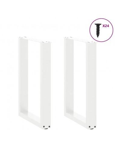 Gambe per tavolo da pranzo a forma di U 2 pz bianche 50x(72-73) cm in acciaio