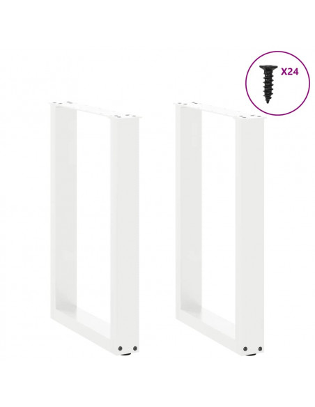 Gambe per tavolo da pranzo a forma di U 2 pz bianche 50x(72-73) cm in acciaio
