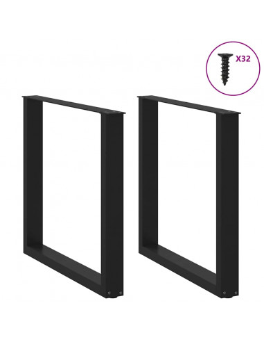 Gambe Tavolino da Caffè a U 2 pz Nero 90x(72-73) cm in Acciaio