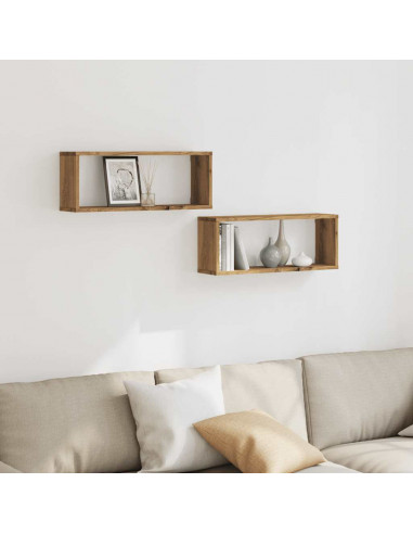 Mensole Parete a Cubo 2 pz Artigianale 30x15x30 cm Truciolato