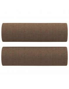 Cuscini Decorativi 2 pz Marrone Ø15x50 cm in Tessuto