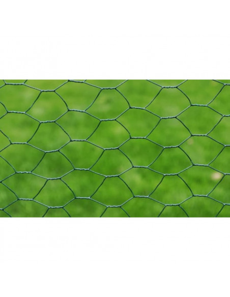 Recinzione in Rete per Pollaio Rivestita in PVC 25x1 m Verde