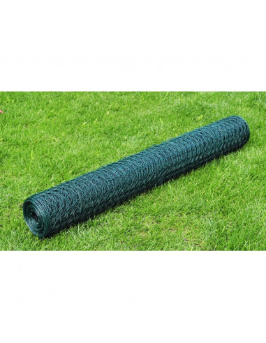 Recinzione in Rete per Pollaio Rivestita in PVC 25x1 m Verde