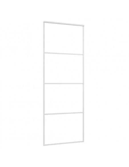 Porta Scorrevole in Vetro ESG e Alluminio 75x205 cm Bianca
