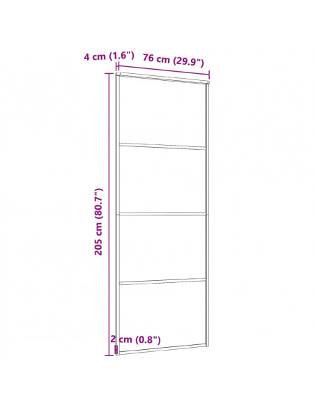 Porta Scorrevole in Vetro ESG e Alluminio 75x205 cm Bianca