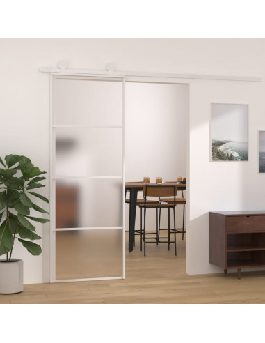 Porta Scorrevole in Vetro ESG e Alluminio 75x205 cm Bianca