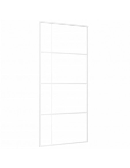 Porta Scorrevole in Vetro ESG e Alluminio 90x205 cm Bianca
