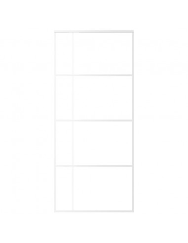 Porta Scorrevole in Vetro ESG e Alluminio 90x205 cm Bianca