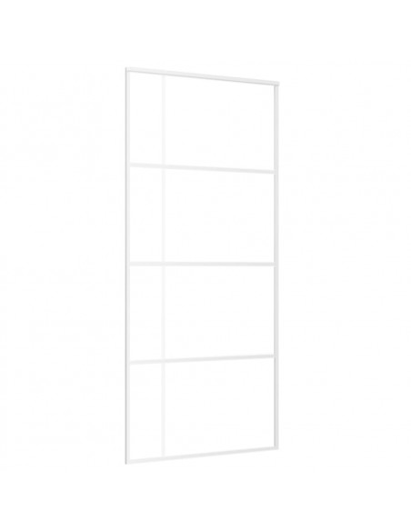 Porta Scorrevole in Vetro ESG e Alluminio 90x205 cm Bianca