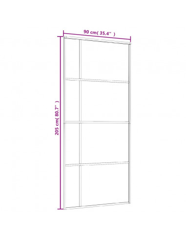 Porta Scorrevole in Vetro ESG e Alluminio 90x205 cm Bianca