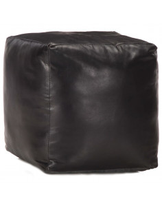 Pouf Nero 40x40x40 cm in Vera Pelle di Capra