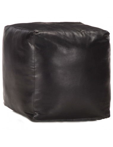 Pouf Nero 40x40x40 cm in Vera Pelle di Capra