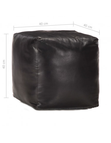 Pouf Nero 40x40x40 cm in Vera Pelle di Capra