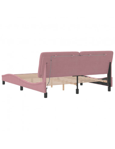 Giroletto con Luci LED Rosa 160x200 cm in Velluto