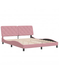 Giroletto con Testiera Rosa 160x200 cm in Velluto 2