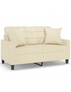 Divano a 2 Posti con Cuscini Crema 120 cm in Similpelle