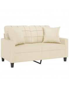 Divano a 2 Posti con Cuscini Crema 120 cm in Similpelle 2