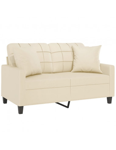 Divano a 2 Posti con Cuscini Crema 120 cm in Similpelle
