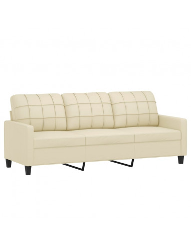 Divano a 3 Posti con Cuscini Crema 180 cm in Similpelle