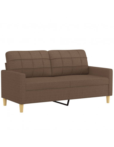 Set di Divani 2 pz con Cuscini Marrone in Tessuto
