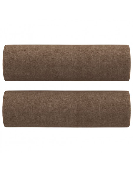 Set di Divani 2 pz con Cuscini Marrone in Tessuto
