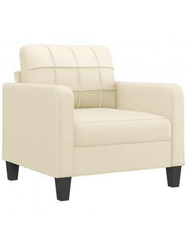 Set di Divani 3 pz con Cuscini Crema in Similpelle