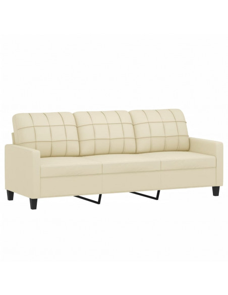 Set di Divani 3 pz con Cuscini Crema in Similpelle