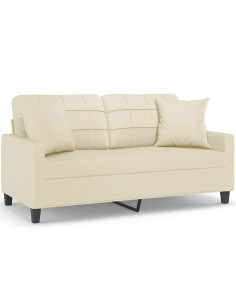 Divano a 2 Posti con Cuscini Crema 140 cm in Similpelle