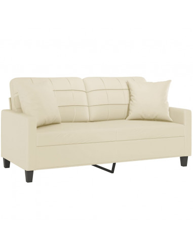Divano a 2 Posti con Cuscini Crema 140 cm in Similpelle