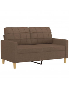 Set di Divani 2 pz con Cuscini Marrone in Tessuto 2