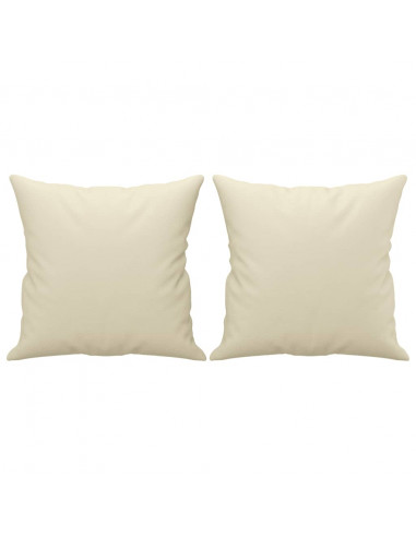 Set di Divani 3 pz con Cuscini Crema in Similpelle