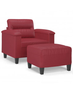 Poltrona con Poggiapiedi Rosso Vino 60 cm in Similpelle