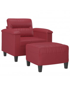 Poltrona con Poggiapiedi Rosso Vino 60 cm in Similpelle 2