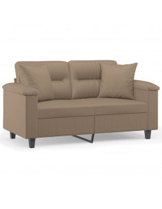 Divano a 2 Posti con Cuscini Cappuccino 120 cm in Similpelle