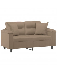 Divano a 2 Posti con Cuscini Cappuccino 120 cm in Similpelle 2