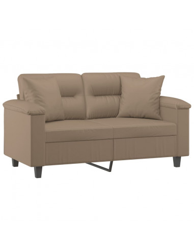 Divano a 2 Posti con Cuscini Cappuccino 120 cm in Similpelle