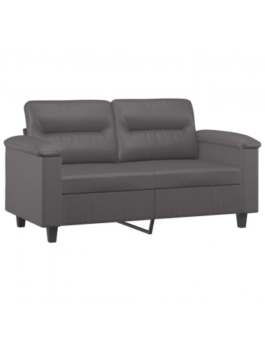 Set di Divani 2 pz con Cuscini Grigio in Similpelle