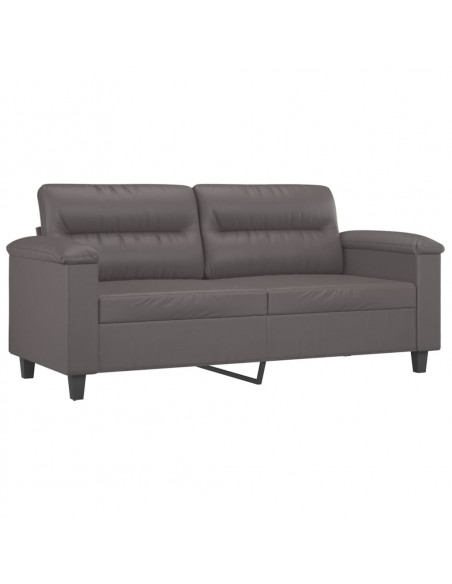Set di Divani 2 pz con Cuscini Grigio in Similpelle
