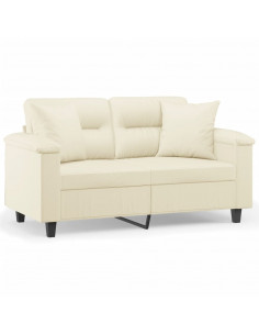 Divano a 2 Posti con Cuscini Crema 120 cm in Similpelle