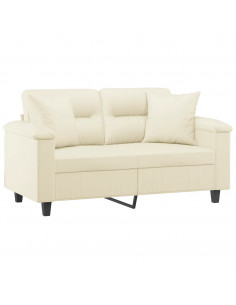 Divano a 2 Posti con Cuscini Crema 120 cm in Similpelle 2