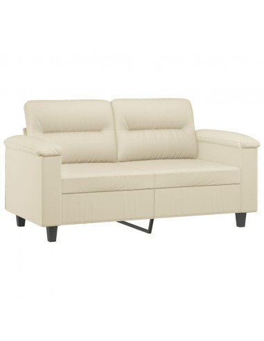 Divano a 2 Posti con Cuscini Crema 120 cm in Similpelle
