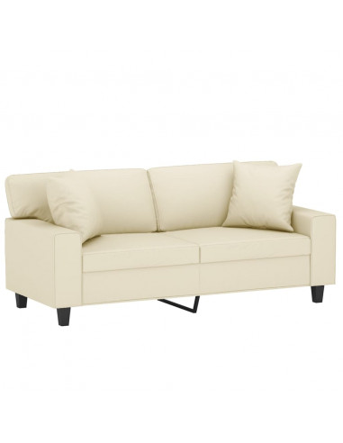 Divano a 2 Posti con Cuscini Crema 140 cm in Similpelle