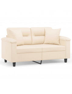 Divano a 2 Posti con Cuscini Beige 120 cm Tessuto Microfibra