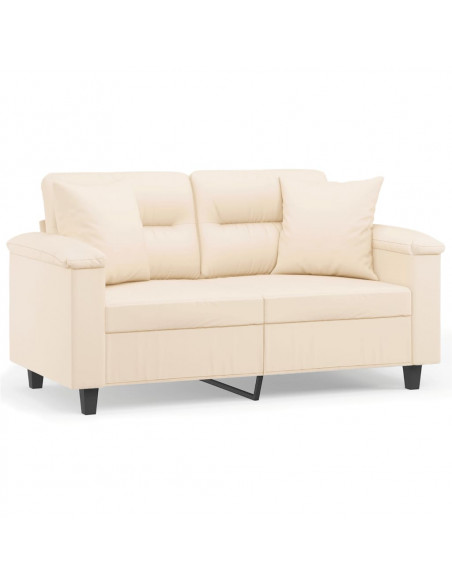 Divano a 2 Posti con Cuscini Beige 120 cm Tessuto Microfibra