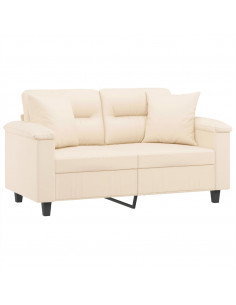 Divano a 2 Posti con Cuscini Beige 120 cm Tessuto Microfibra 2