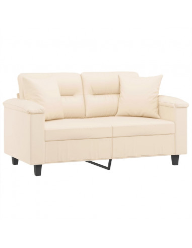 Divano a 2 Posti con Cuscini Beige 120 cm Tessuto Microfibra