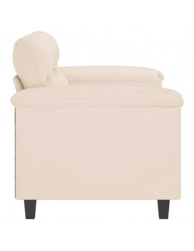 Divano a 2 Posti Beige 120 cm in Tessuto Microfibra